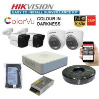 Hikvision 4 ColorVu CCTV Cameras System Kit-Colored Images In Darkness