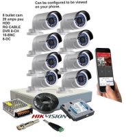 Hikvision 8 CCTV Cameras Complete Kit 1TB Hard Disk, Power Supply & 100M Cable