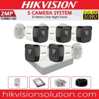 Hikvision 5 Full HD1080P CCTV Full Kit (2MP) -(With 25m Night Vision + 8-Ch DVR)