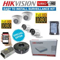 Hikvision 4 Full HD 2MP 1080P CCTV Cameras Complete System Kit Pack