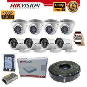 Hikvision 8 HD 1080P Full HD CCTV Cameras Full Kit-20m Night Vision