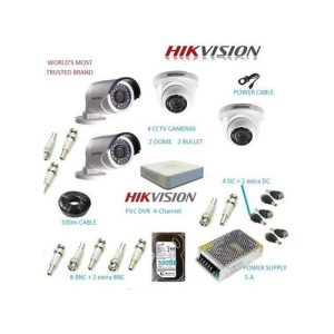 Hikvision 4 Camera CCTV Kit (With 500GB+50M Cable)