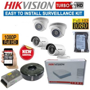 Hikvision 4 HD 1080P CCTV Cameras Full Kit-With 8 Channel DVR Machine