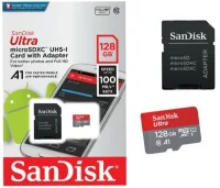 128GB SanDisk Ultra SDHC UHS-I card and SDXC UHS-I card